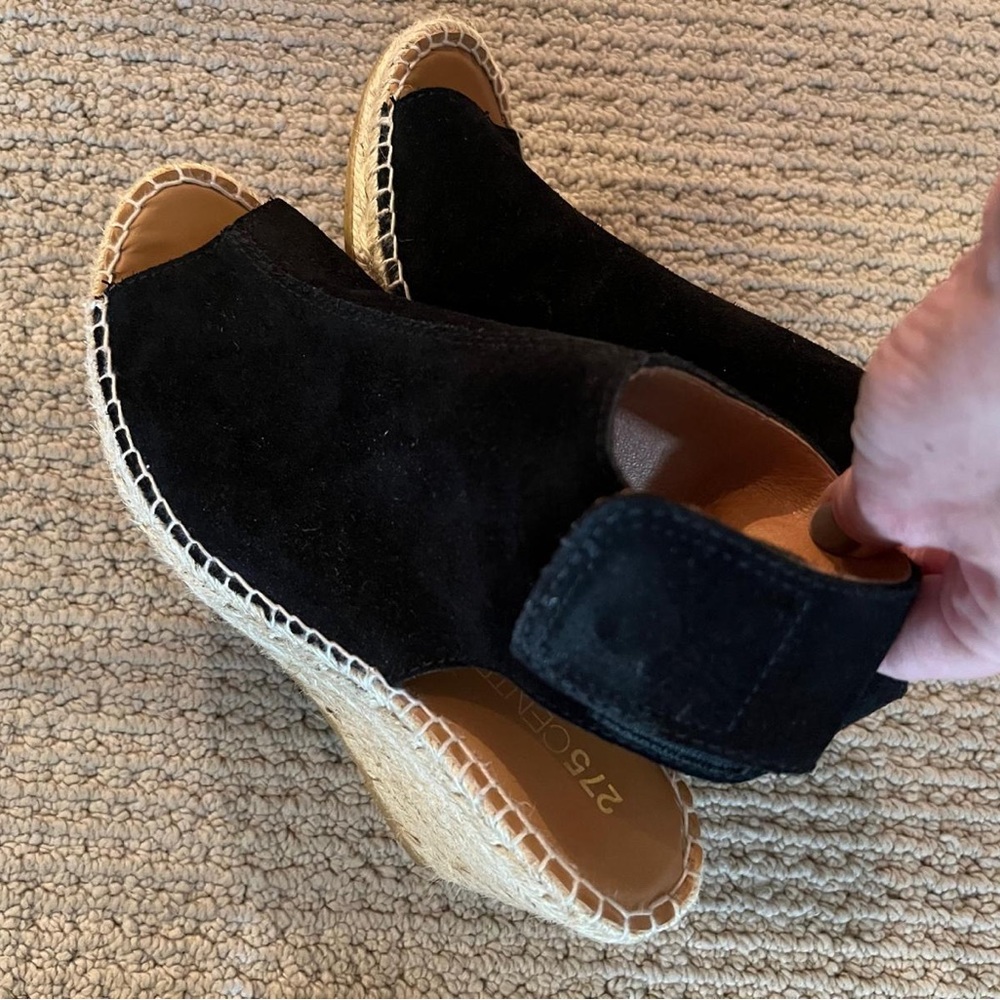 Black suede wedges